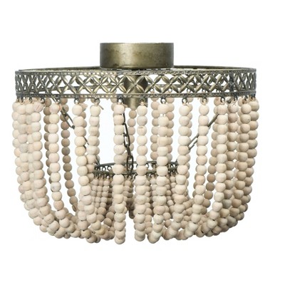 Wood Bead and Metal Semi-Flush Light - 3R Studios