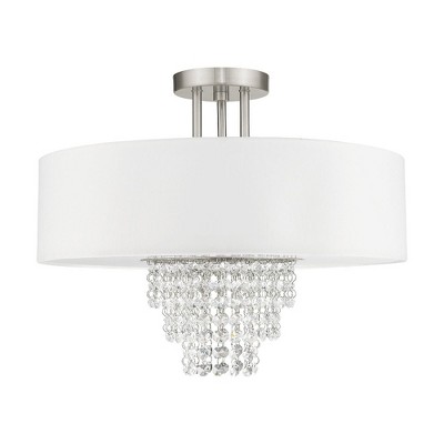 Elegant Brushed Nickel 4-Light Semi-Flush Mount with Crystal Accents