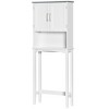 kleankin Modern Over The Toilet Storage Cabinet, Double Door Over Toilet Bathroom Organizer with Adjustable Shelf and Open Shelf, Gray - 4 of 4