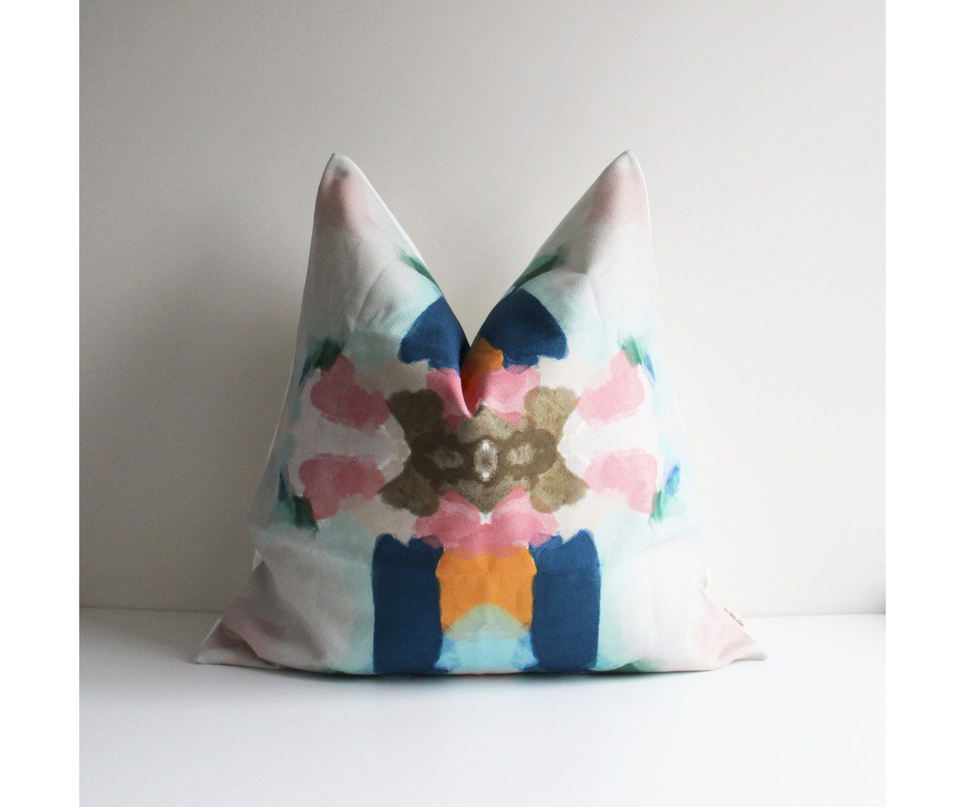 Navy Pink Orange Abstract Throw Pillow Cover - Mirror Abstract Decor Cushion Cover white 18"