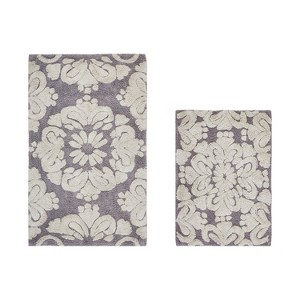 Medallion Collection 2 Piece 100% Cotton Tufted Bathroom Rug Set  with Non-Slip Backing, Machine Washable, Tumble Dry Bath Mat - 1 of 4