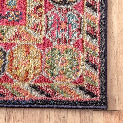 Vibrant Medallion 4'x6' Multi-Color Synthetic Easy-Care Area Rug