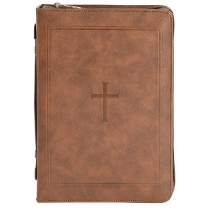 White Dove Designs Bible Cover-Classic Cross-Brown-XLG - 1 of 2