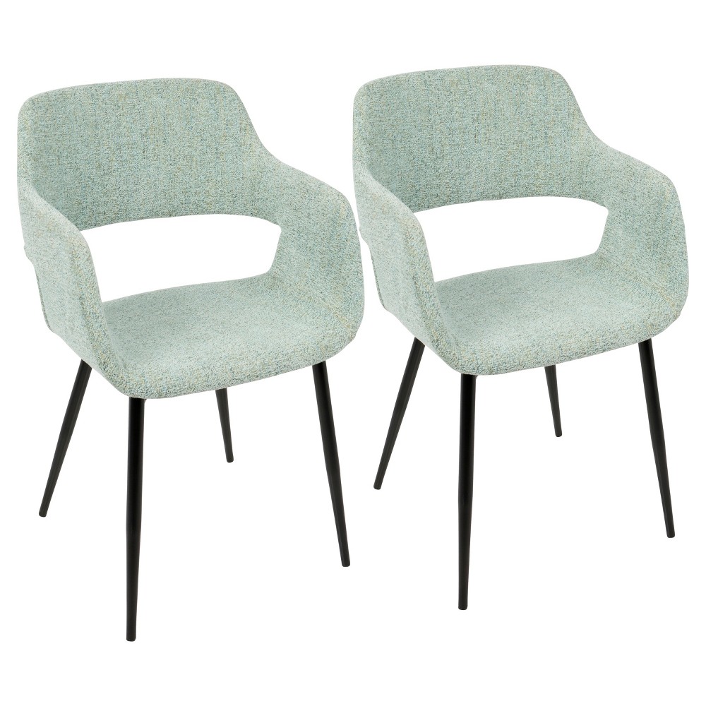 Photos - Chair Set of 2 Margarite Mid Century Modern Dining/Accent  Pale Green - Lum