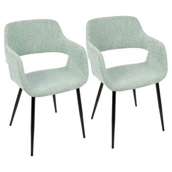 Set of 2 Margarite Mid Century Modern Dining/Accent Chair Pale Green - Lumisource