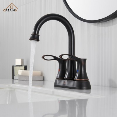 Oil Rubbed Bronze 4-Inch Double Handle Bathroom Faucet Kit