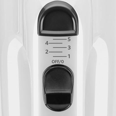 White 5-Speed Hand Mixer with Stainless Steel Turbo Beaters