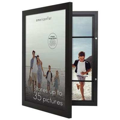 Americanflat 12" x 16" Picture Frame in Black - Quick Change Storage Frame Holds 35 Photos - Engineered Wood Frame with Plexiglass Front