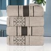 Zero Twist Cotton Solid and Floral Jacquard Bath Towel Set of 4 by Blue Nile Mills - 2 of 4