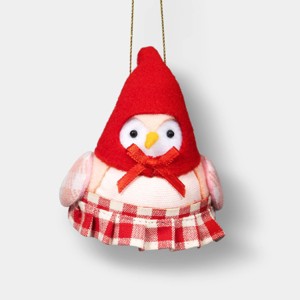 Xmasサンタ帽子動物2個マオリブラシ木製Kiwi BirdXmasオーナメント Featherly Friend Bird with Red Plaid Skirt Christmas Tree Ornament