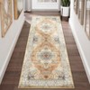 Washable Vintage Oriental Rug Non Slip Low Pile Rug Soft Throw Floor Cover Retro Medallion Foldable Indoor Carpet for Living Room Bedroom Playroom - 4 of 4