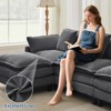 Sectional Sofa, Corduroy Cloud Couch with Movable Ottoman & Throw Pillows,  L/U-Shaped Sofa, for Living Rooms, Offices, Bedroom, Apartment - 4 of 4