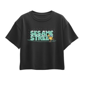 Girls' - Sesame Street - Snow Logo Short Sleeve Boxy Graphic T-Shirt - 1 of 2