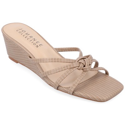 Journee Collection Womens Blayke Multi Strap Slip On Wedge Sandals