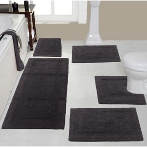 Set of 5 Classy Bathmat Collection Grey Cotton Tufted Bath Rug - Home Weavers - 1 of 4