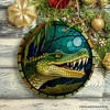 Artistic Wetlands Alligator Ceramic Ornament, Stained Glass Theme Nature Art of Swamp Animal| OrnamentallyYou - 4 of 4