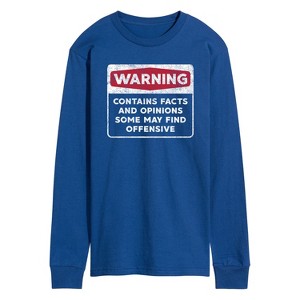 Men's - Instant Message - Warning Contains Facts And Opinions Long Sleeve Graphic T-Shirt - 1 of 4