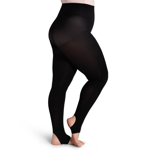 Capezio Black Women's Self Knit Waist Stirrup Tight, Large/x-large