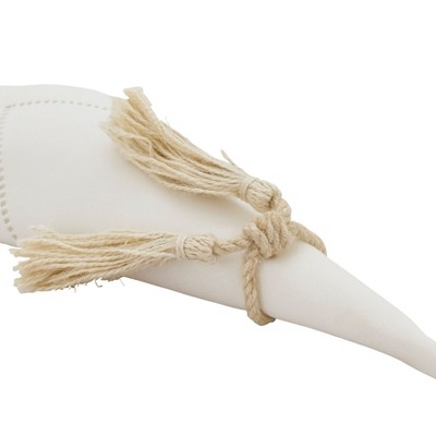 Set of 4 Beige Jute Tassel Napkin Rings