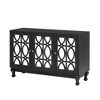 VYNXARIA Modern Mirrored TV Stand for TV up to 55 Inches, Entertainment Center Solid Wood Legs, Metal Handle and 3 Adjustable Shelves,Black - 4 of 4