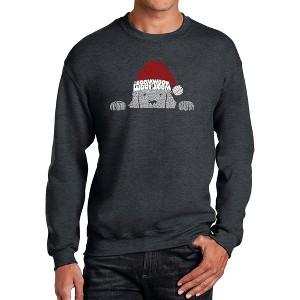 LA Pop Art Christmas Peeking Dog - Men's Word Art Crewneck Sweatshirt - 1 of 4