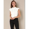 Allegra K Women's Ruffles Cap Sleeve Tops Tie Neck Button Up Peter Pan Collar Blouse Shirts - 4 of 4