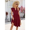 Adjustable chest Drawstring Coolmee Women Summer V-neck Ruffled Short Sleeve Casual Midi Dress With Pockets Dress - 2 of 4