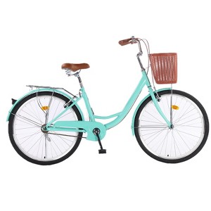 24 & 26 Inch Beach Cruiser Bike for Women, Womens Bike with Basket 1 Speed, Step Through Bikes - 1 of 4