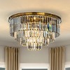 ALOADECOR 8-Lights Modern Antique Gold 4-Tier Round Fringe Crystal Flush Mount Ceiling Light - 2 of 4