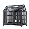 Dog Crate,with Roof and Window,Metal,Pet Kennel Playpen with Lockable Wheels,Black,47.2in,for Indoor Outdoor - 4 of 4