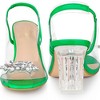 Perphy Women's Clear Slingback Rhinestone Peep Toe Block Sandal Heels - 2 of 3