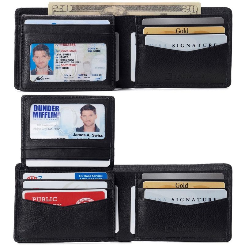 Alpine Swiss RFID Connor Passcase Bifold Wallet For Men Leather Comes in a Gift Box, 2 of 7