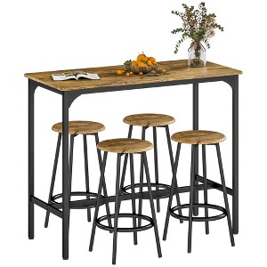 5-Piece Counter Height Bar Table and Chairs Set, Bar Table with Stools, Kitchen Table 4 Chairs - 1 of 4