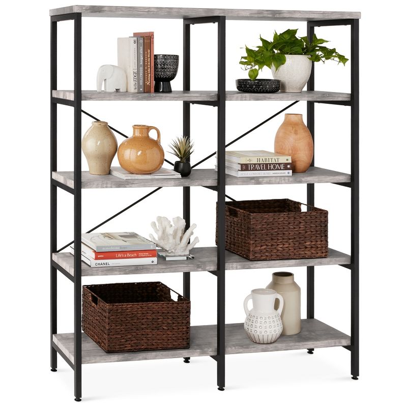 Best Choice Products 55in Storage Bookshelf for Living Room, Walkway w/ Industrial, Elevated Design, 1 of 10