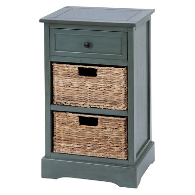 Wood Cabinet with Seagrass Drawers Brown - Olivia & May