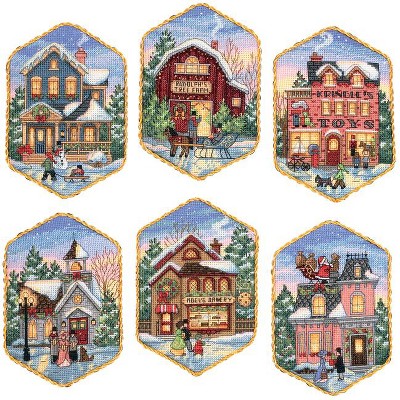 Dimensions Gold Collection Counted Cross Stitch Ornament Kit-Christmas Village Ornaments (18 Count)