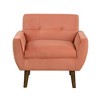 Velvet Upholstery Solid Wood Tufted Contemporary Accent Chair with Foam Cushions, Attached Cushions and Dark Brown Legs - 2 of 4