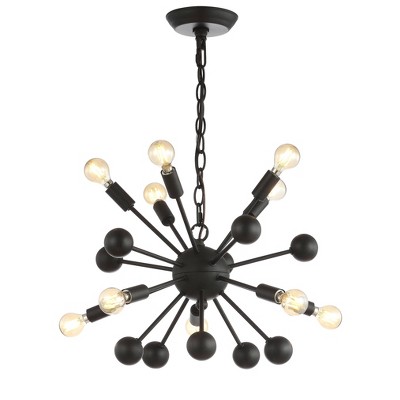 19.5" Adjustable Iron Orbit Modern Industrial Sputnik LED Chandelier Black - Jonathan Y