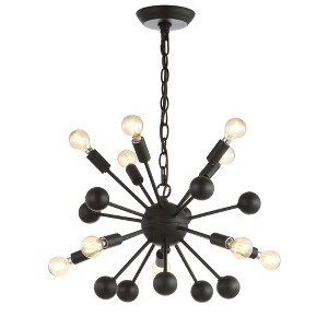 JONATHAN Y 19.5" Adjustable Iron Orbit Modern Industrial Sputnik LED Chandelier Black : UL Listed, No Shade, E12 Base - 1 of 4