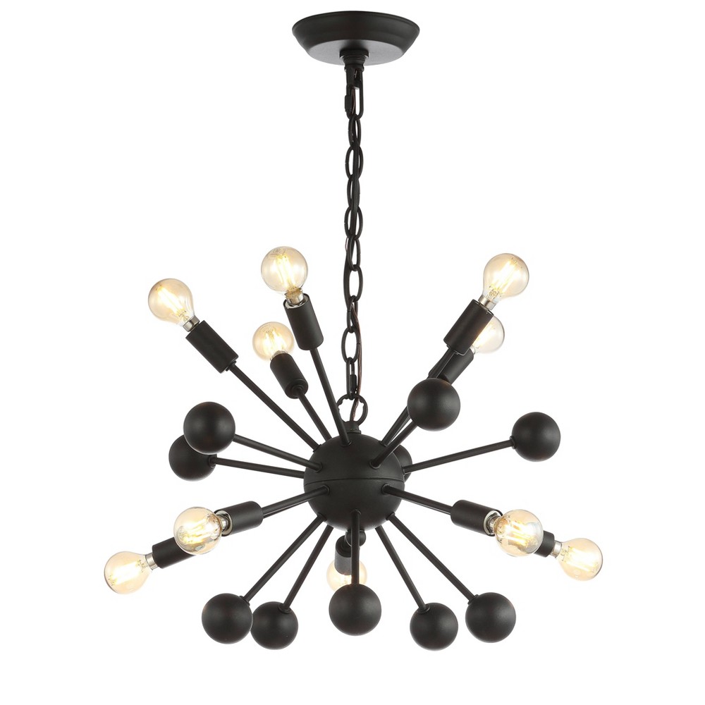 Photos - Chandelier / Lamp 19.5" Adjustable Iron Orbit Modern Industrial Sputnik LED Chandelier Black