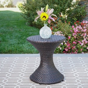 Maggift Patio End Tables, Stylish End Tables for Indoor and Outdoor Use, Ideal for Gardens, Backyard, Special Design, Brown, 16.25"*16.25"*17.3" - 1 of 4