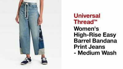 Women's High-Rise Easy Barrel Bandana Print Jeans - Universal Thread™ Medium Wash