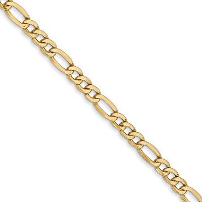 Black Bow Jewelry 3.5mm, 14k Yellow Gold, Hollow Figaro Chain Necklace