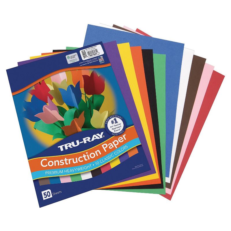 Pacon Tru-Ray 9" x 12" Construction Paper Assorted Colors 50 Sheets (P103031), 3 of 5