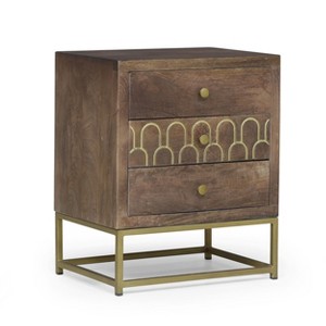 NicBex Nightstand with Drawers,Modern Side Table with ,Bedside Table for Bedroom,Living Room,Brown - 1 of 4