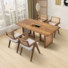 VYNXARIA 86.61 Inch Rectangular Waves Dining Table Set,Mid Century Modern Large Kitchen Set,Bohemian Dining Table with Rattan Weave for Restaurant - 2 of 4