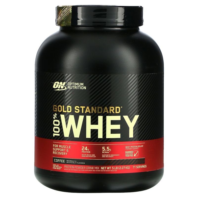 Optimum Nutrition Gold Standard 100% Whey, Coffee, 5 lbs (2.27 kg), 1 of 3