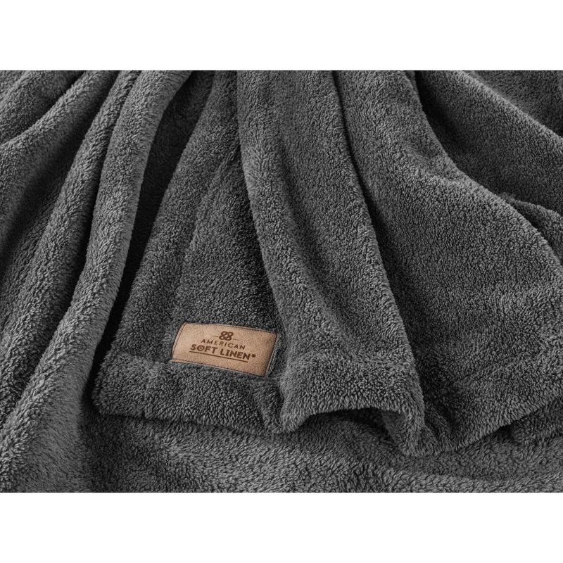 American Soft Linen Bedding Fleece Blanket, Oversized Plush, Soft and Cozy Warm Fleece Blanket for Couch and Sofa, 4 of 7