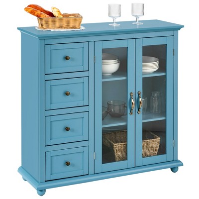 Costway Buffet Sideboard Table Kitchen Storage Cabinet w/ Drawers & Doors White\Blue\Green