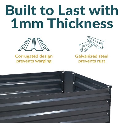 Rust-Resistant Dark Gray Galvanized Steel 48" Raised Garden Bed